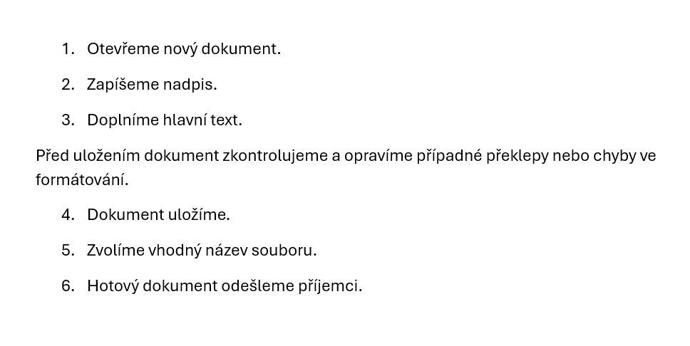 Ukázka navázaného seznamu - Základy Microsoft Word