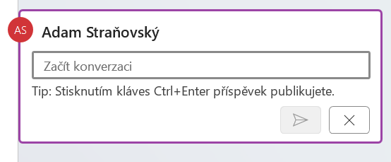 Pole nového komentáře zobrazené vedle textu ve Wordu - Základy Microsoft Word