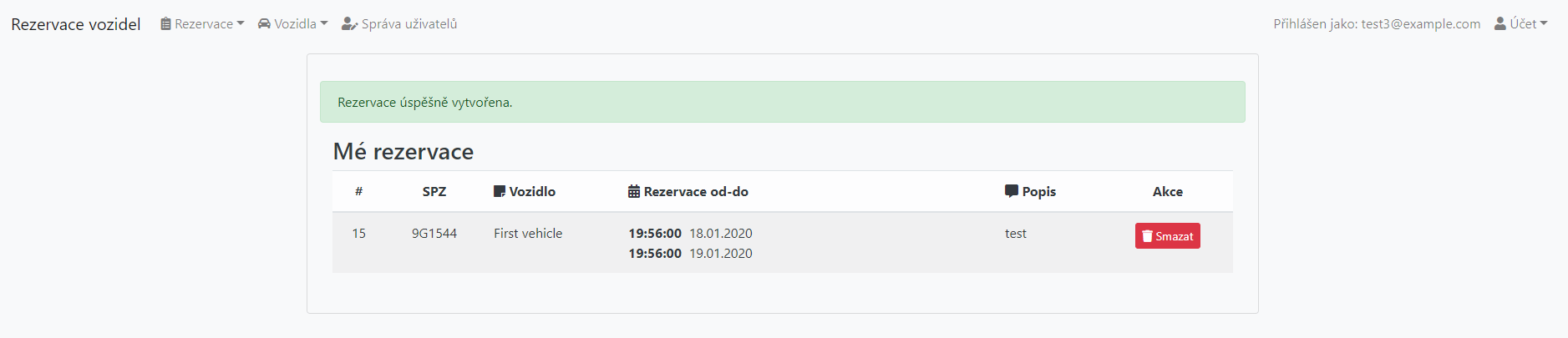 Rezervace vozidel v Symfony - Rezervační systém pro vozidla v Symfony