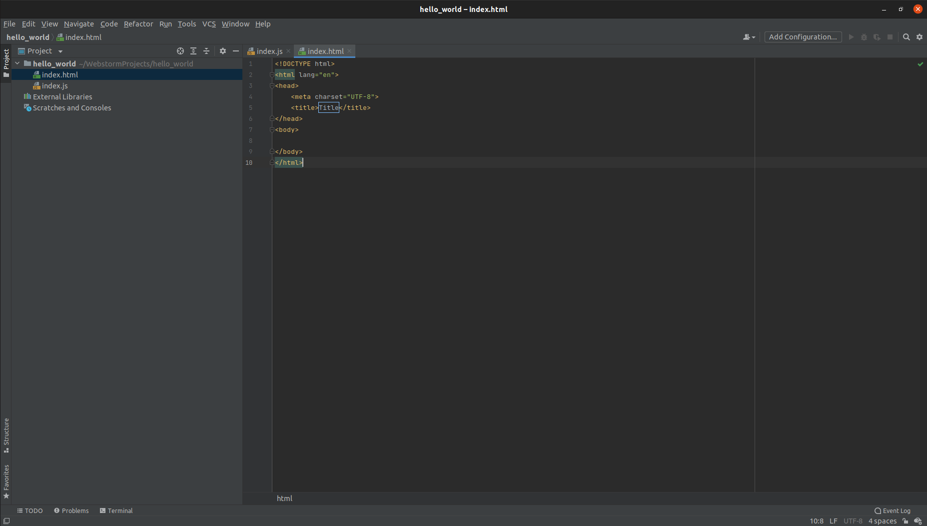 Hello World - Visual Studio Code, WebStorm a debuggování JS