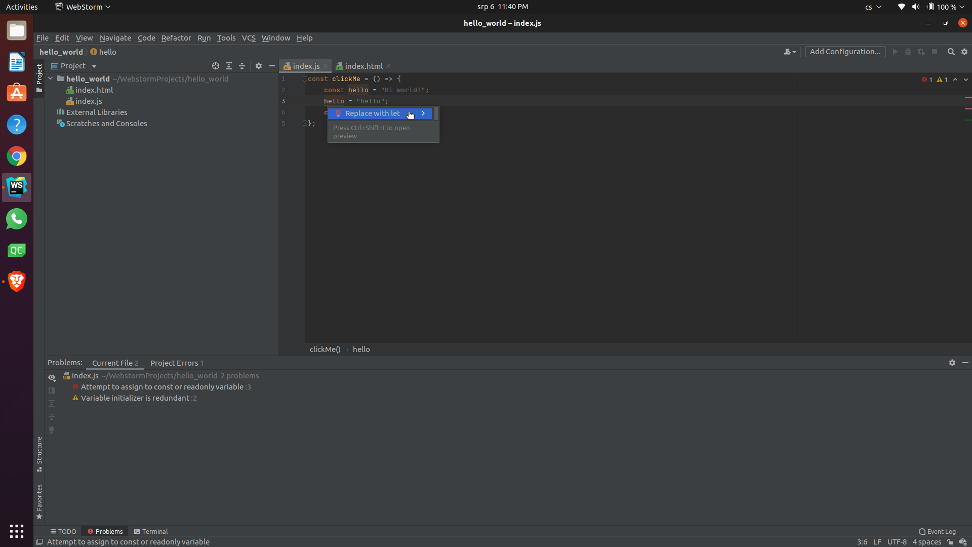 Možnosti - Visual Studio Code, WebStorm a debuggování JS