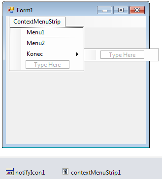 Context menu u tray ikony v C# .NET - Windows Forms - Okenní aplikace v C# .NET