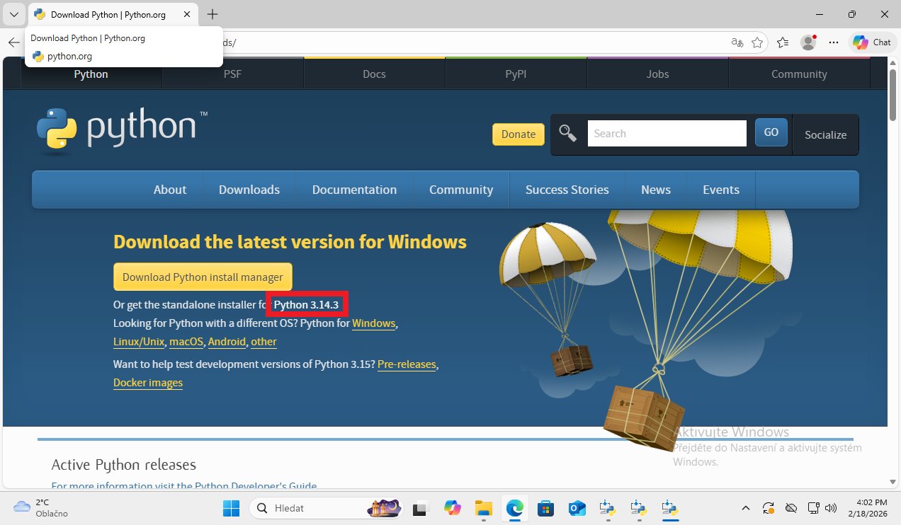 Stažení Pythonu - Základní konstrukce jazyka Python