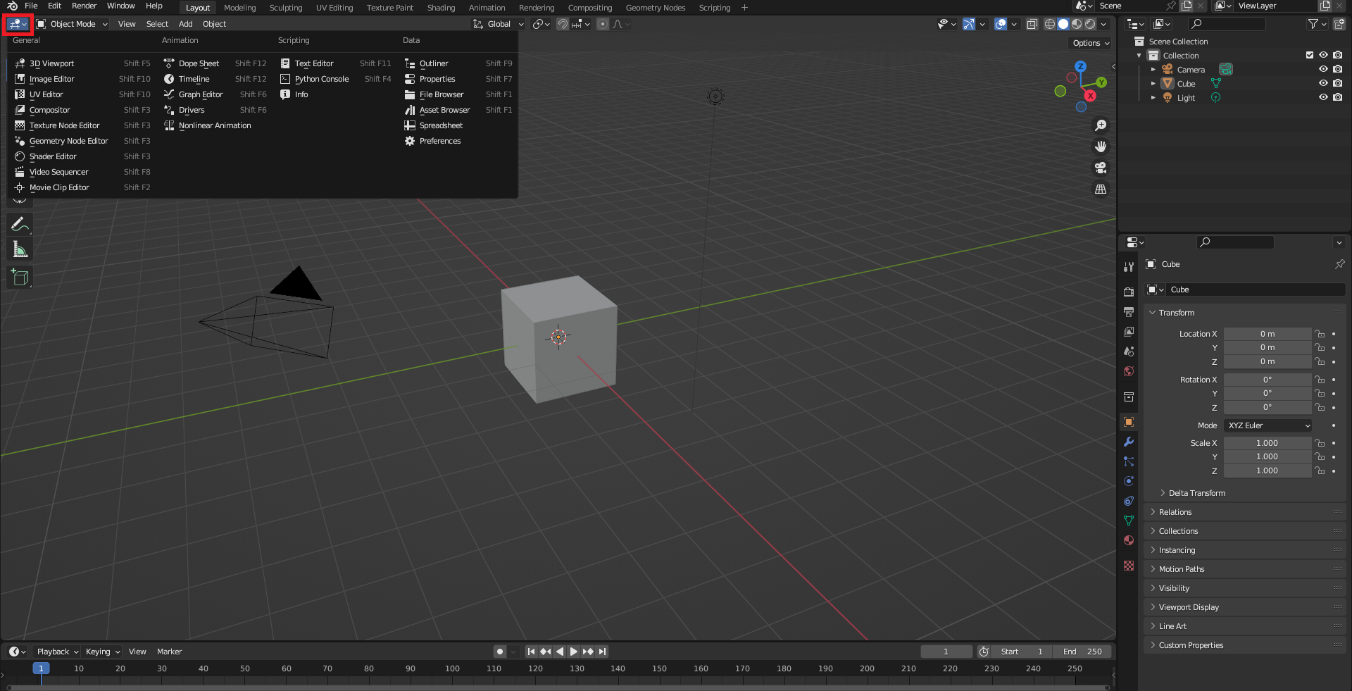 Umístění editorů v Blenderu - Základy Blenderu