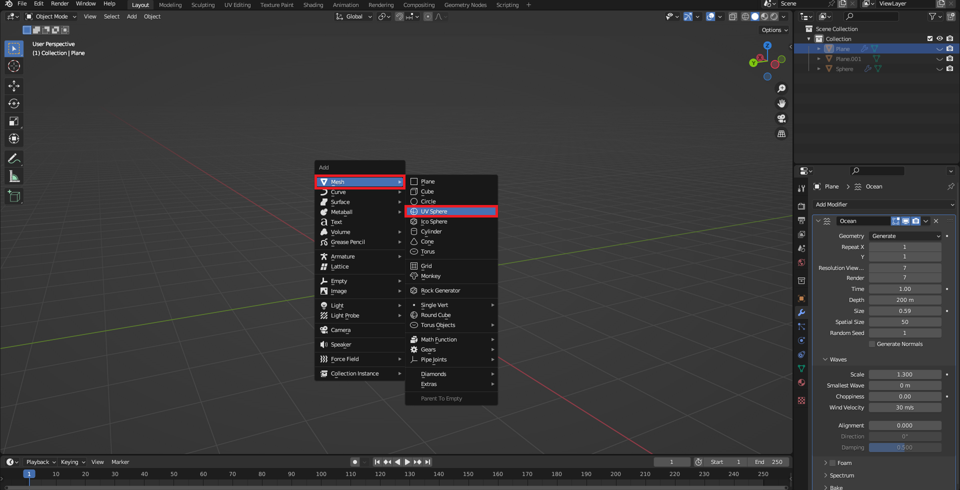 Vložení UV Sphere v Blenderu - Základy Blenderu