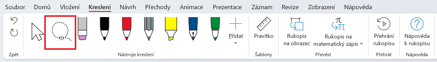 Nástroj Laso pro označení rukopisu v Microsoft PowerPointu - Základy Microsoft PowerPoint