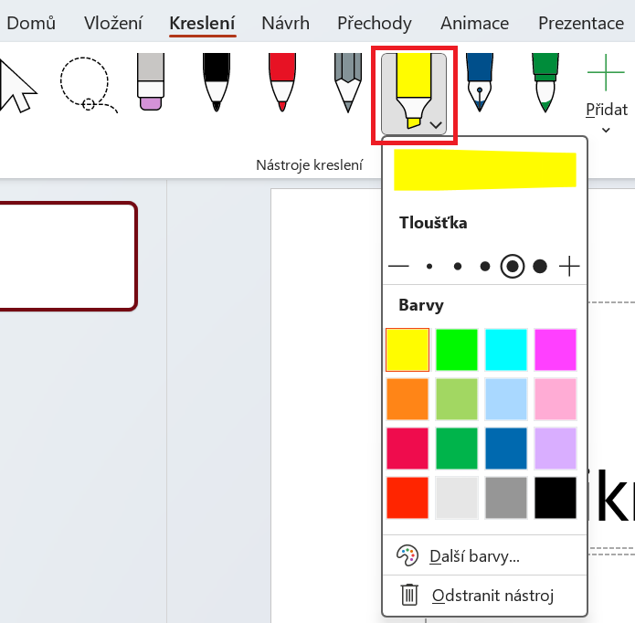 Nastavení zvýrazňovače v Microsoft PowerPointu - Základy Microsoft PowerPoint