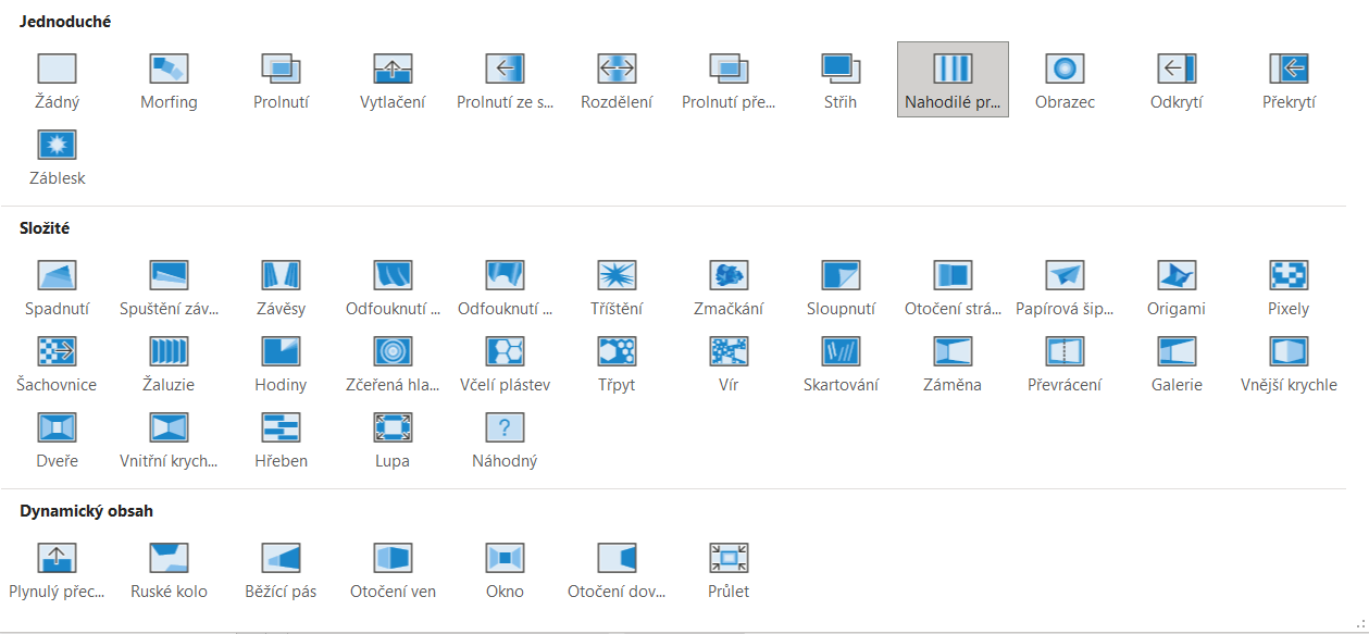 Nabídka přechodů mezi snímky v aplikaci Microsoft PowerPoint - Základy Microsoft PowerPoint