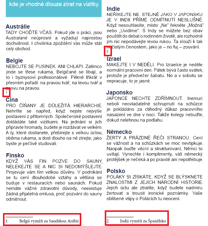 Poznámky pod čarou po vložení - Pokročilá tvorba v Adobe InDesign
