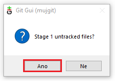 Varování o přídání do staging oblasti - Git