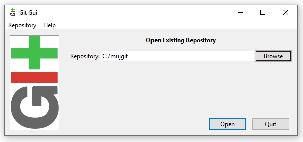 Cesta k repozitáři mujgit - Git