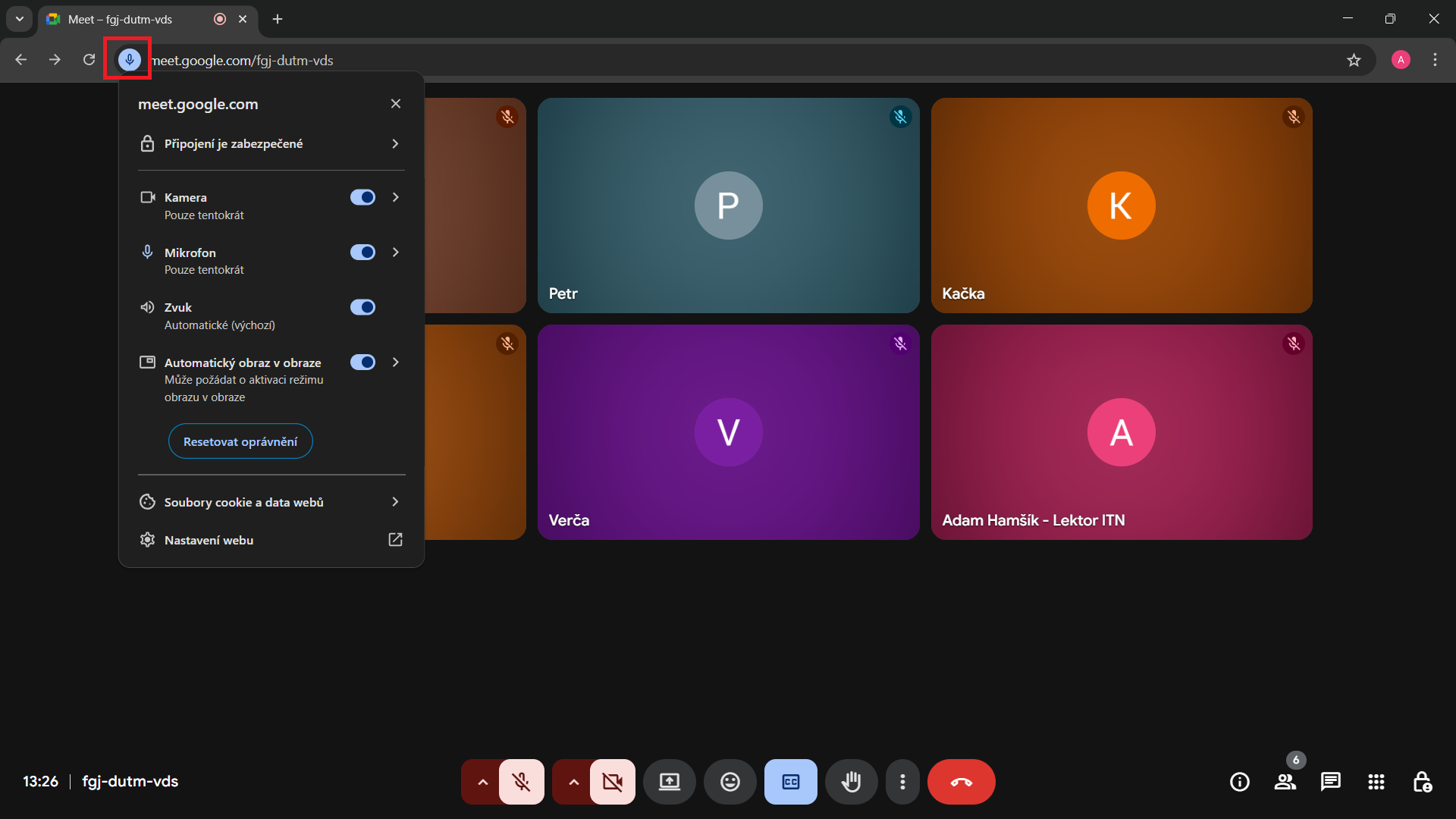 Povolení v prohlížeči