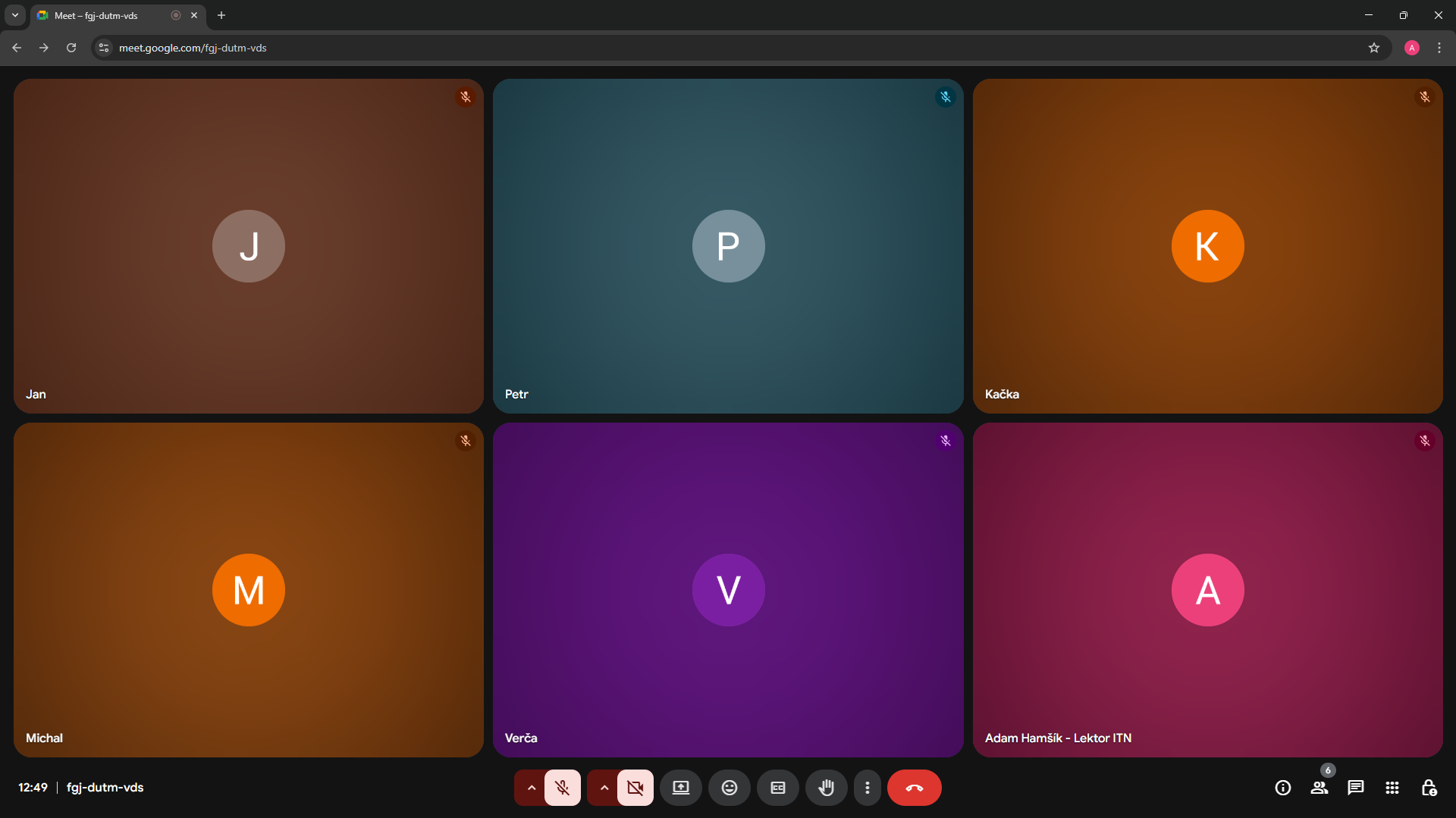 Rozhraní Google Meet