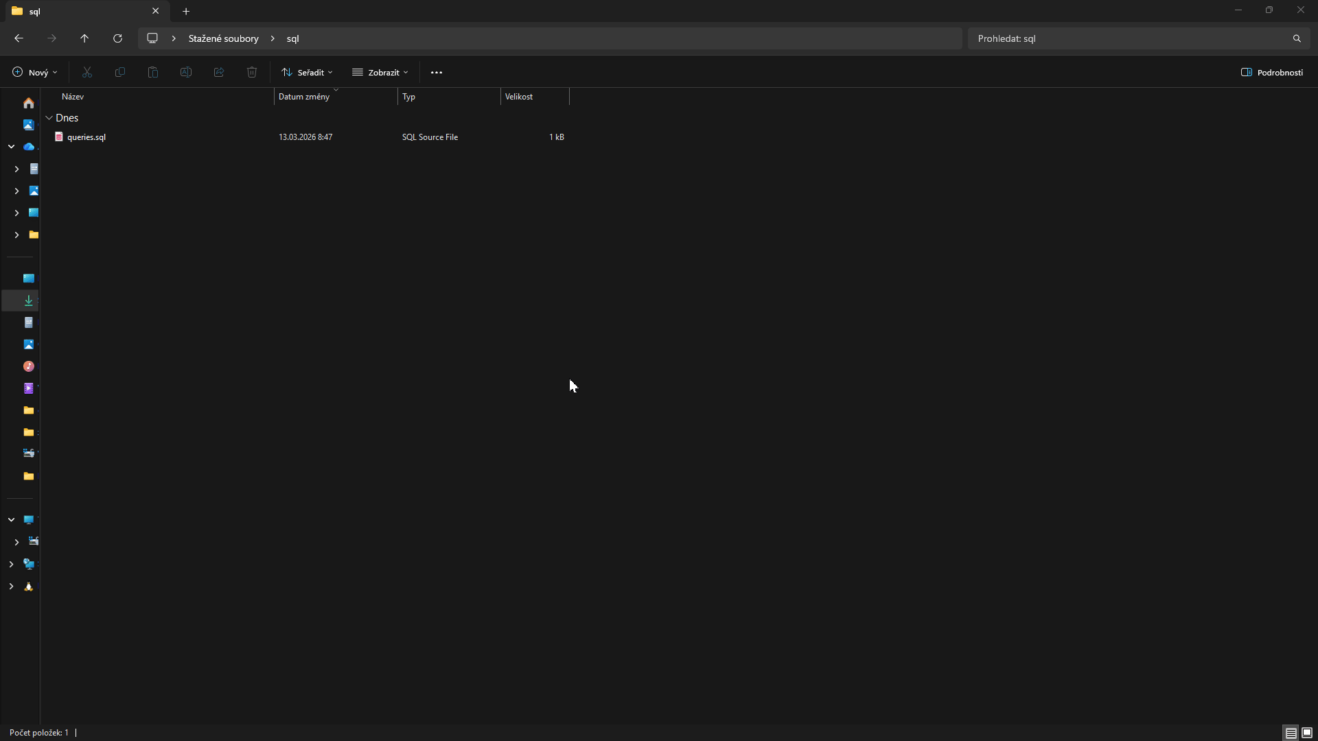 Ukázka otevření SQL souboru