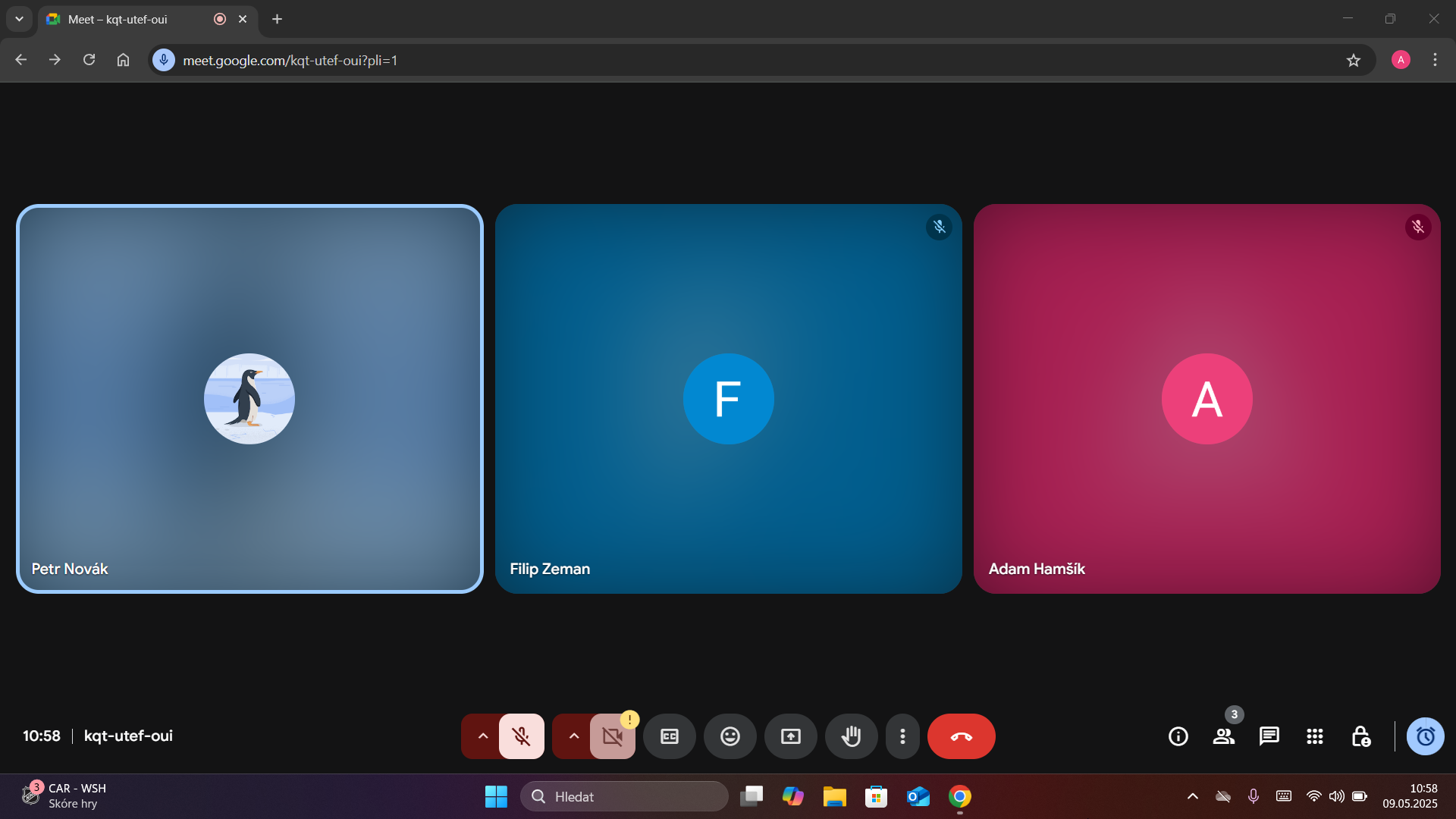 Ukázka aplikace Google Meet - Využívání aplikací na PC