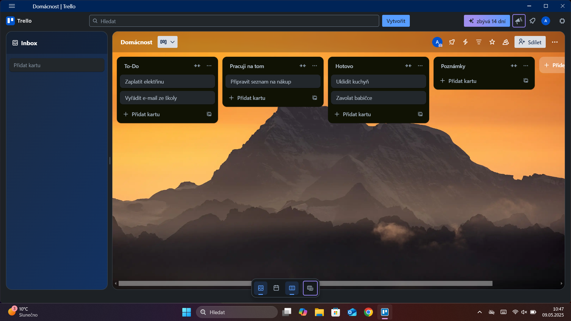 Ukázka aplikace Trello - Využívání aplikací na PC