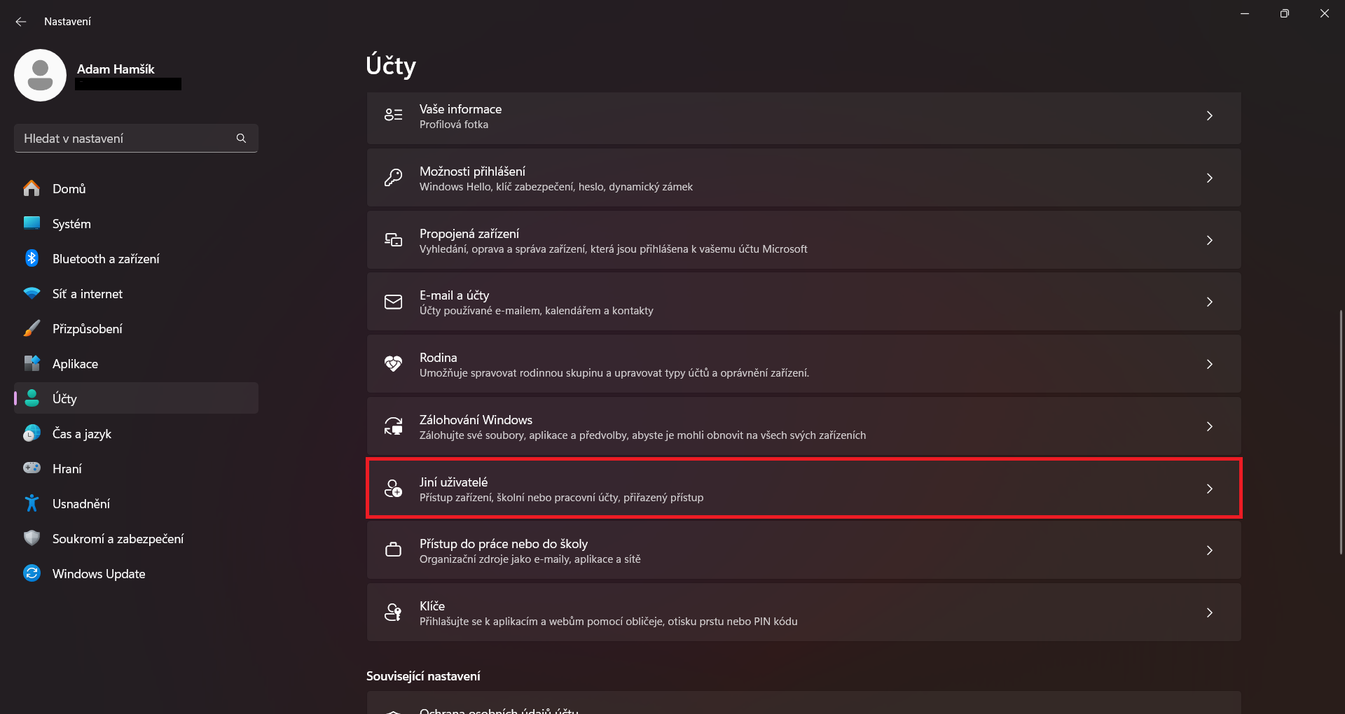 Jiní uživatelé - Základní ovládání PC