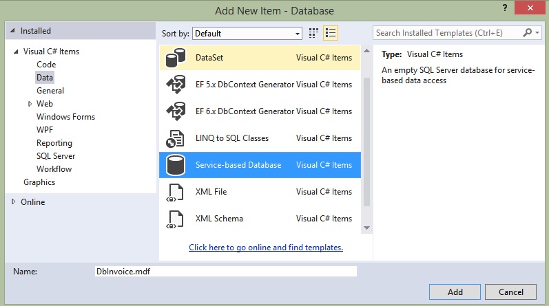 Přidání databázového souboru v C# .NET - Databáze v C# - ADO.NET