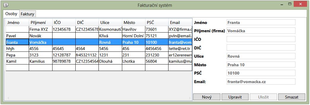 Fakturační systém v C# .NET - Databáze v C# - ADO.NET