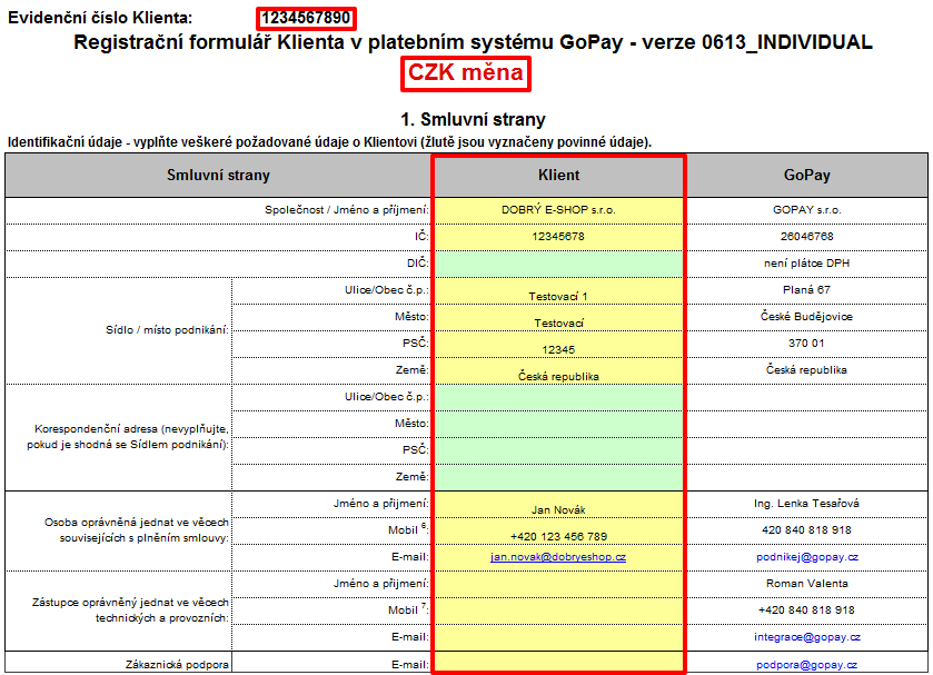 GoPay – indikativní nabídka 1.část - PHP e-commerce