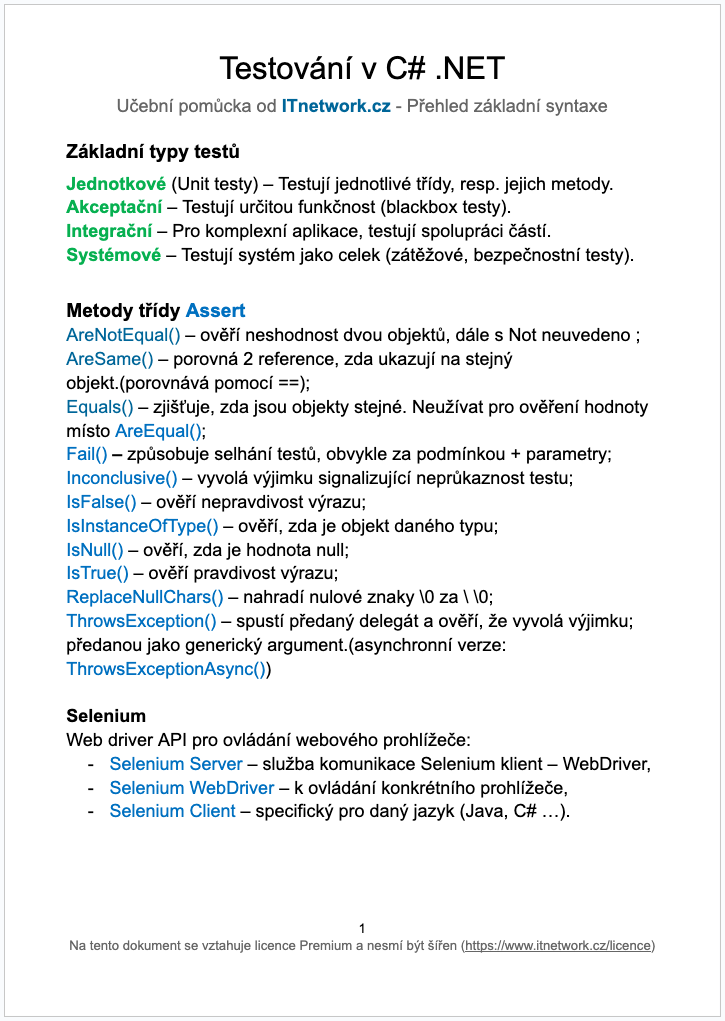 Testování v C# .NET