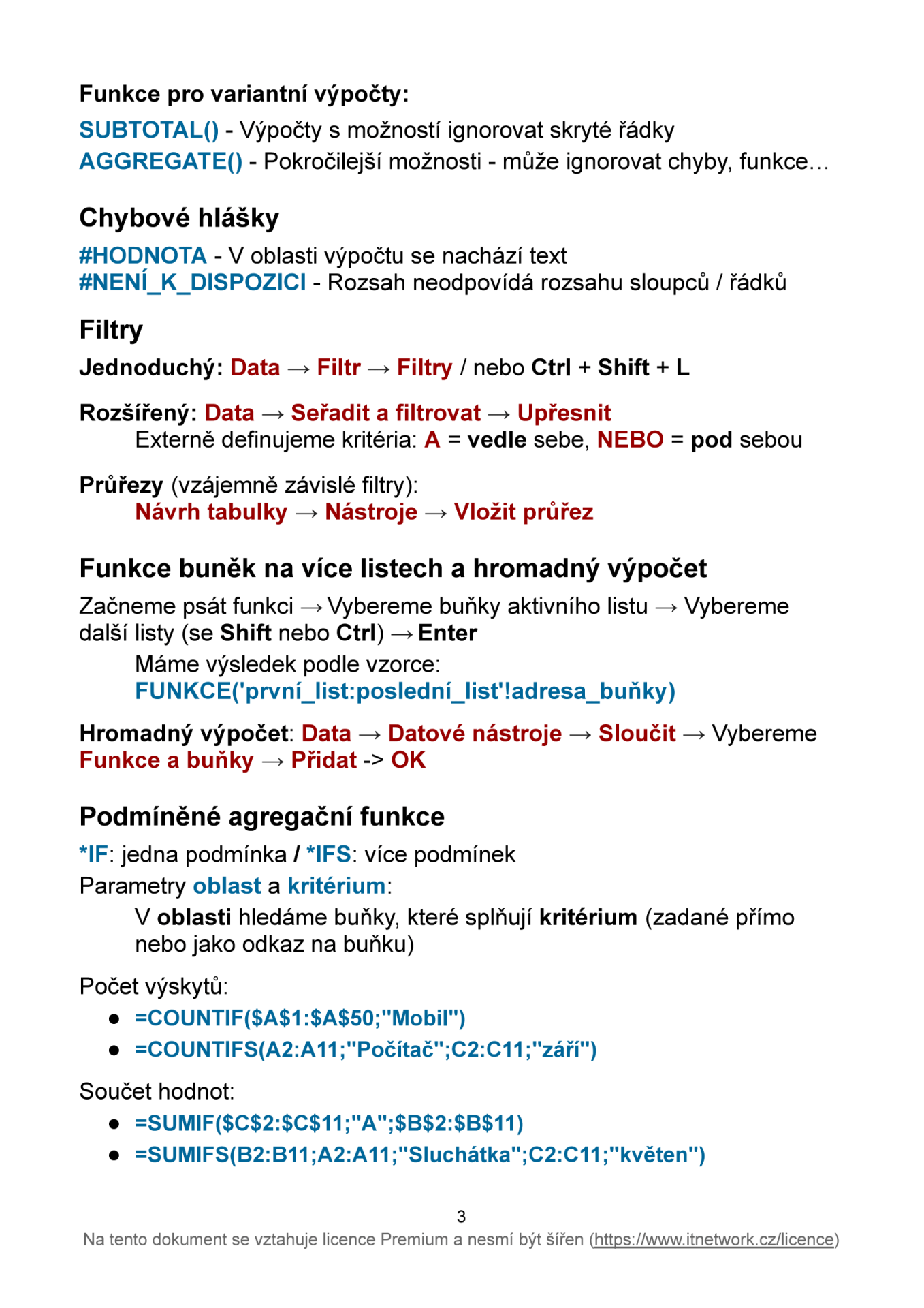 Tahák pokročilého Microsoft Excel - Microsoft Excel pro pokročilé