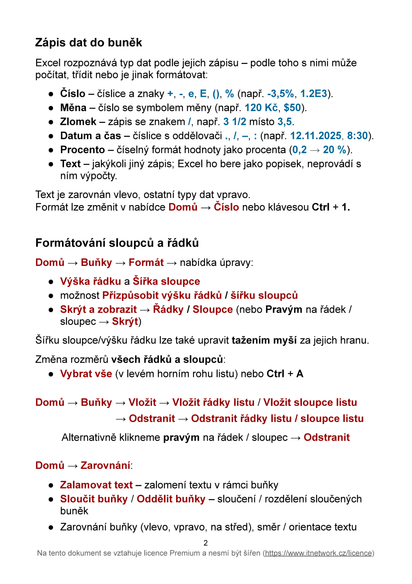 Tahák základů Microsoft Excel - Základy Microsoft Excel