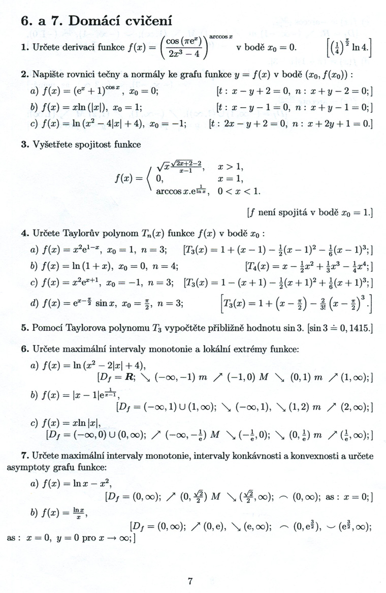 Matematická analýza – Opakování