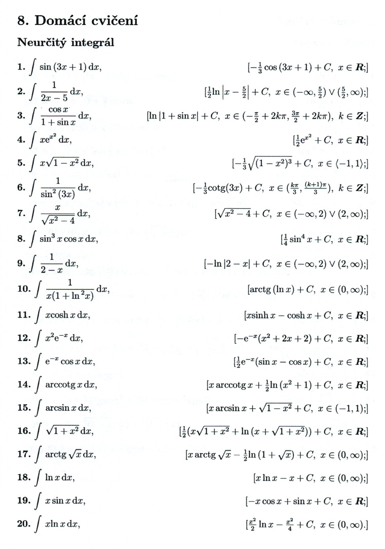 Matematická analýza – Neurčitý integrál