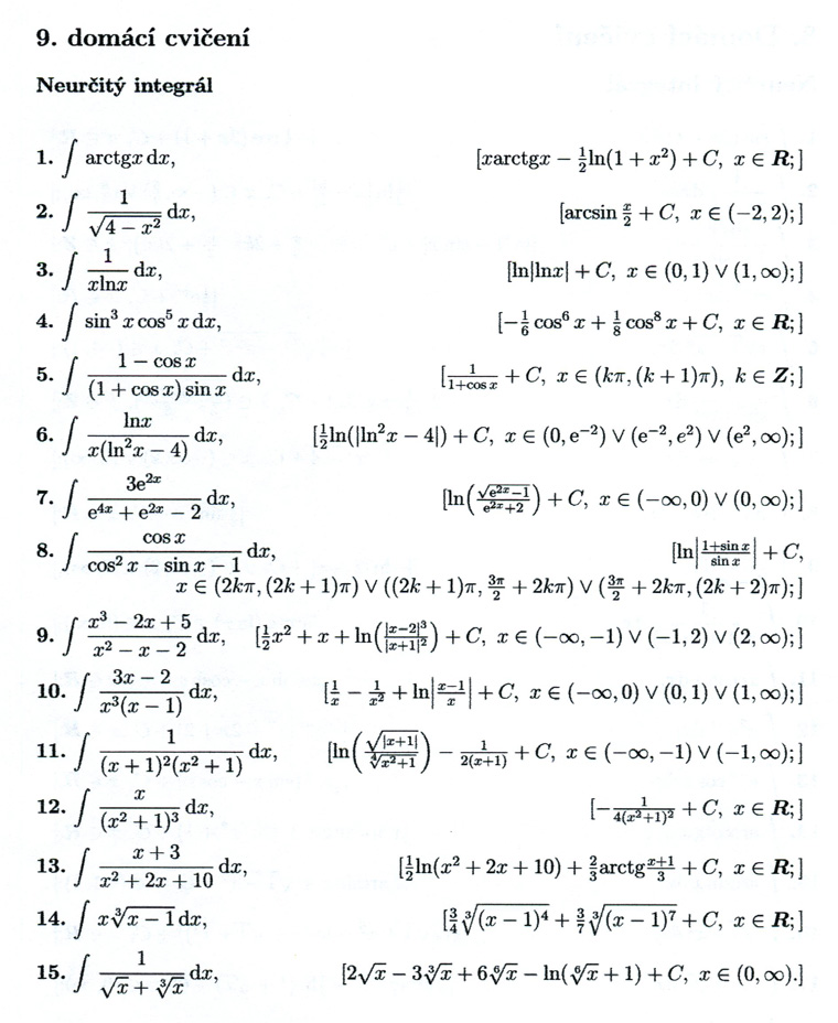 Matematická analýza – Neurčitý integrál 2