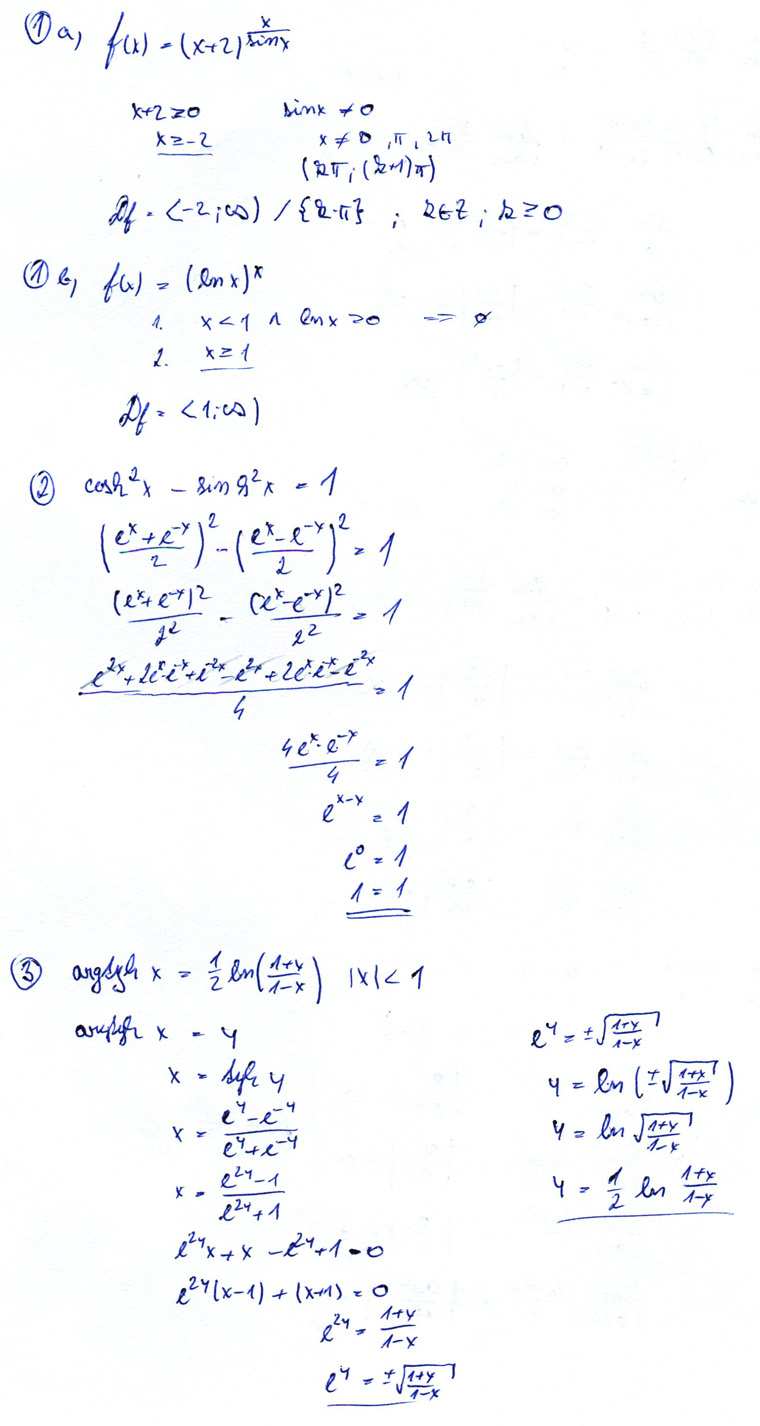 Matematická analýza – Funkce, definiční obory a limity