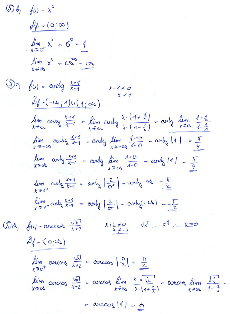 Matematická analýza – Funkce, definiční obory a limity