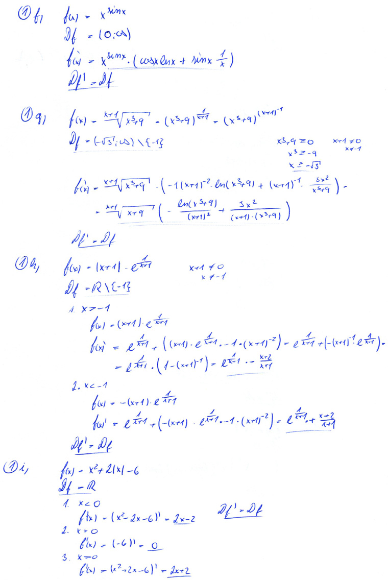 Matematická analýza – Derivace funkce