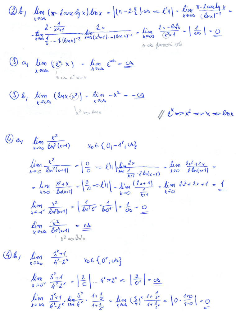 Matematická analýza – Limita funkce – l'Hospitalovo pravidlo