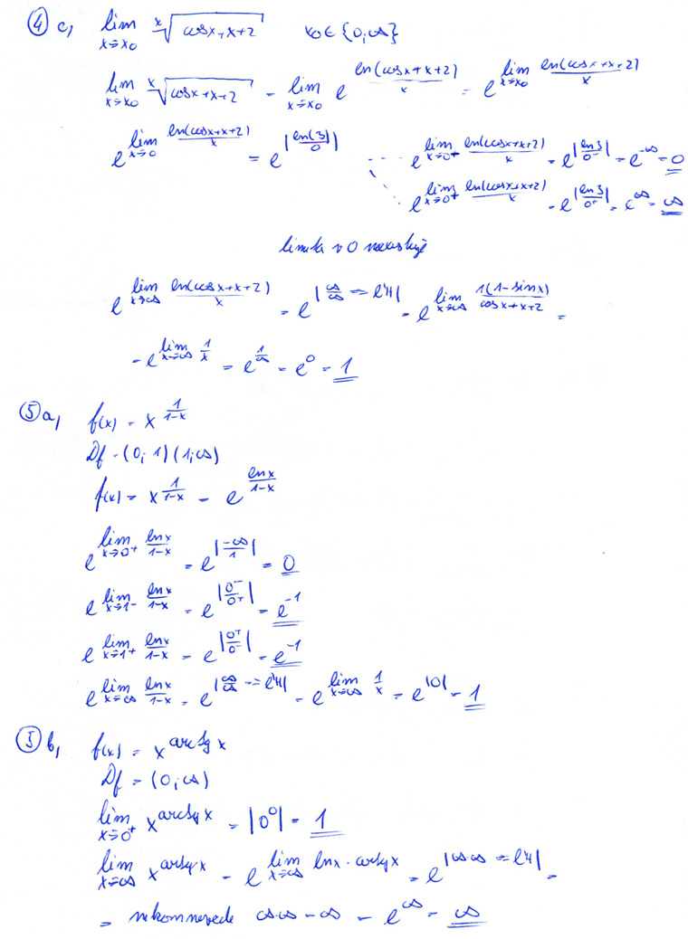 Matematická analýza – Limita funkce – l'Hospitalovo pravidlo