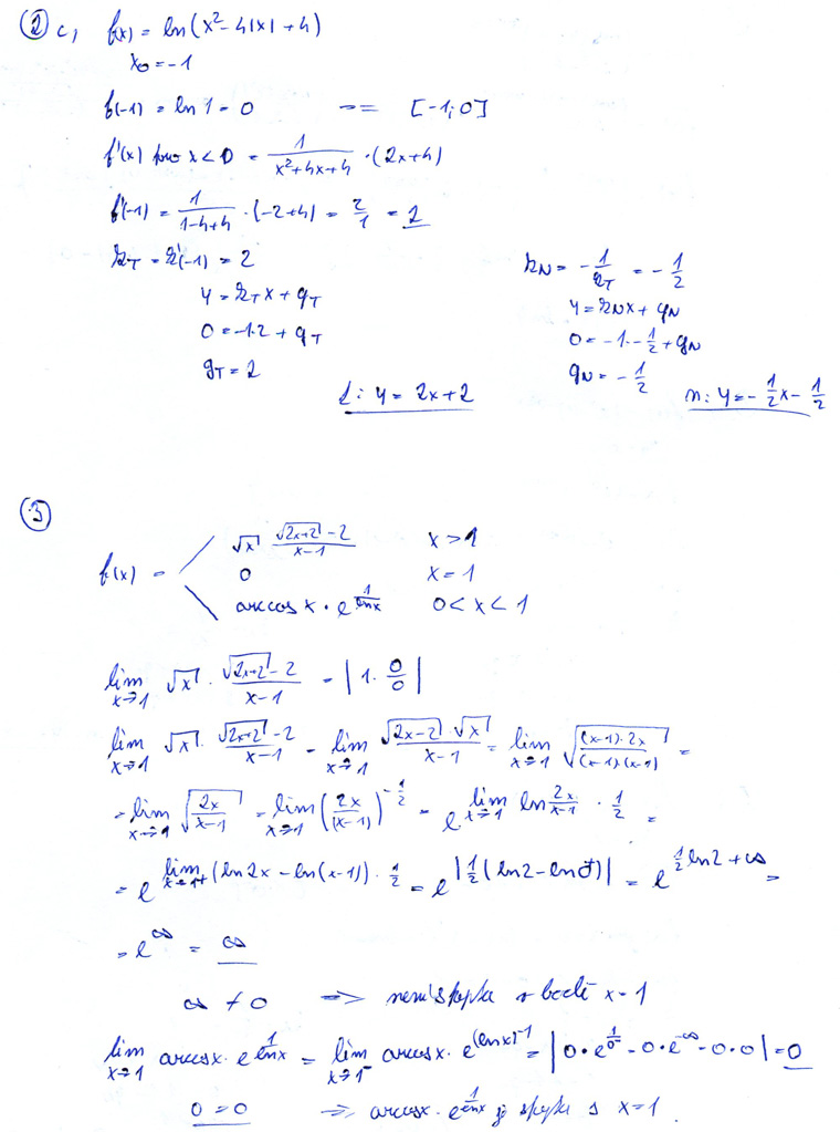 Matematická analýza – Opakování